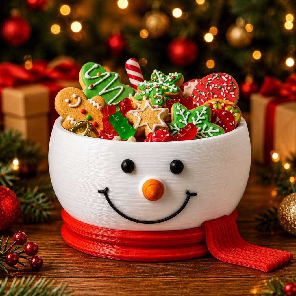 Tigela Boneco de Neve Natalina Porta Doces Biscoitos e Petiscos Decoração de Natal