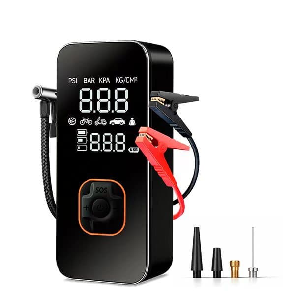 Portátil Air Compressor 12v Power Bank Jump Starter Dispositivo De Partida Pneu Inflator Impulsionador De Emergência