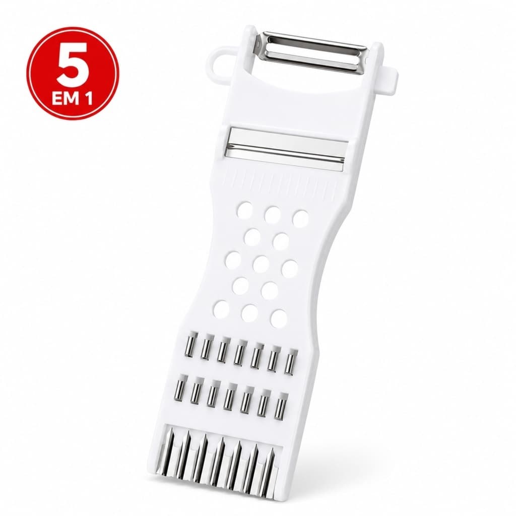 Descascador Multifuncional 5 em 1 Ralador Fatiador Cortador Julienne Aço Inox