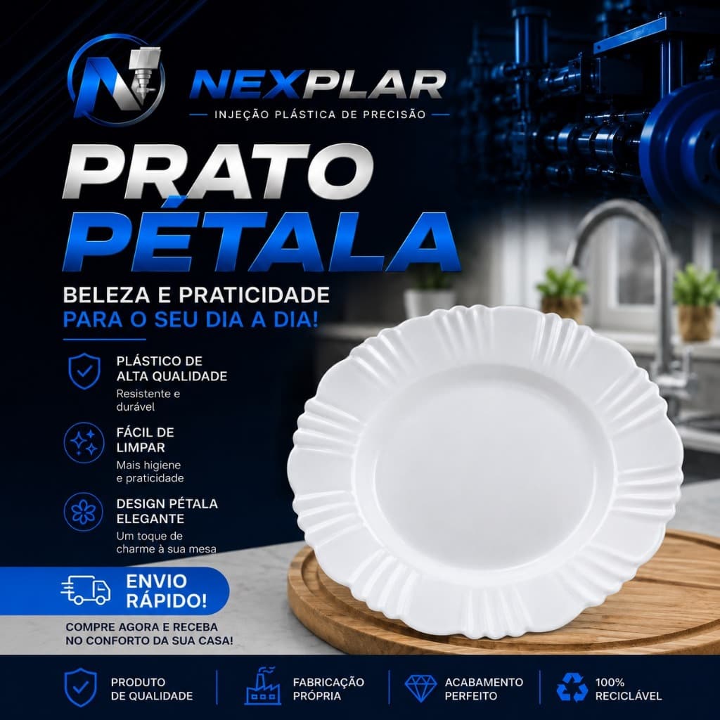 KIT 50 PRATOS PETALAS PLASTICOS BRANCO FUNDO COM BORDA PARA RESTAURANTE ALMOÇO ANIVERSARIO FESTAS CHURRASCOS