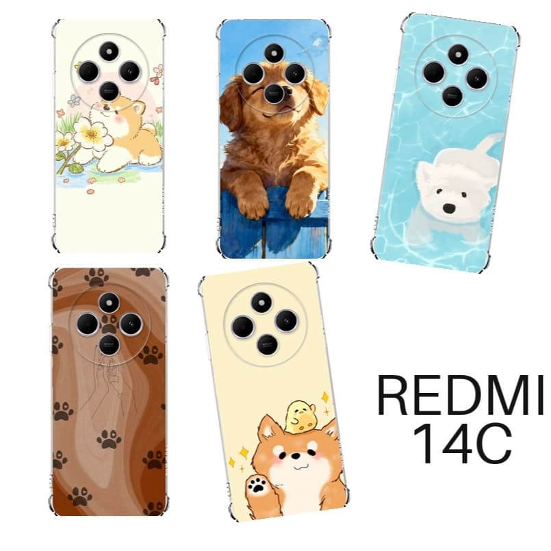 Capinhas Capas Cases de Celular TPU Xiaomi Redmi 14C Pets Pet Cachorros Fofos Filhotes Filhotinhos Proteção Anti-Impacto