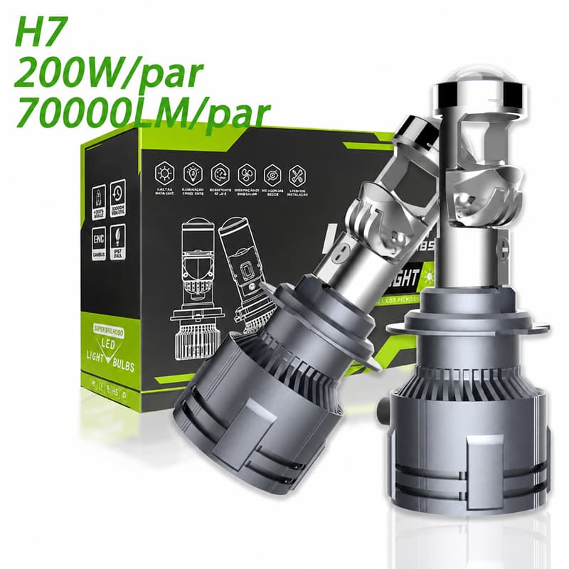 Par Ultra Led Mini Projetor H7 200W 70000LM Carros Lampada 12/24v 6500k branco luz Super Led