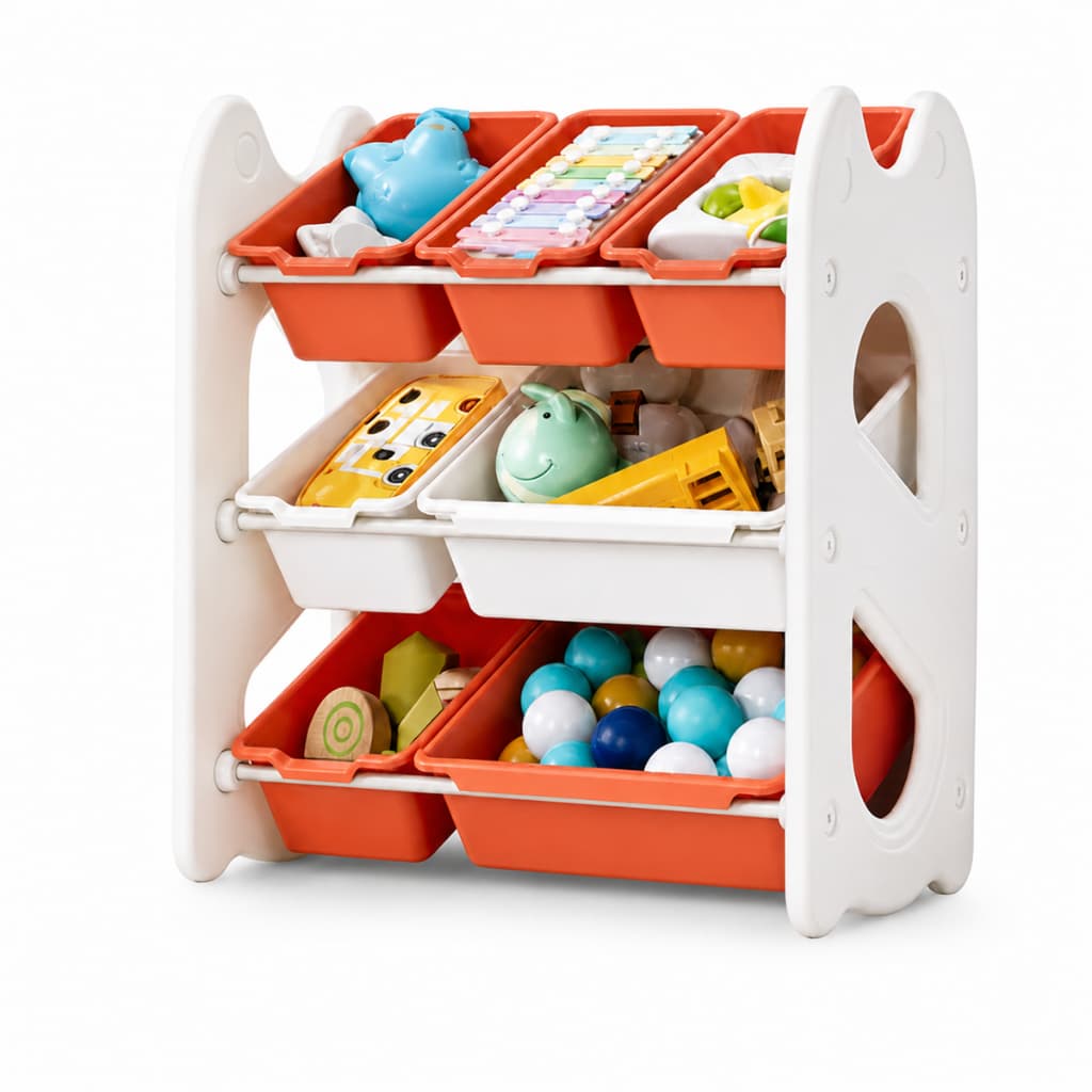 Estante Organizadora Infantil 3 Níveis 7 Compartimentos para Livros e Brinquedos Suporta 20 kg