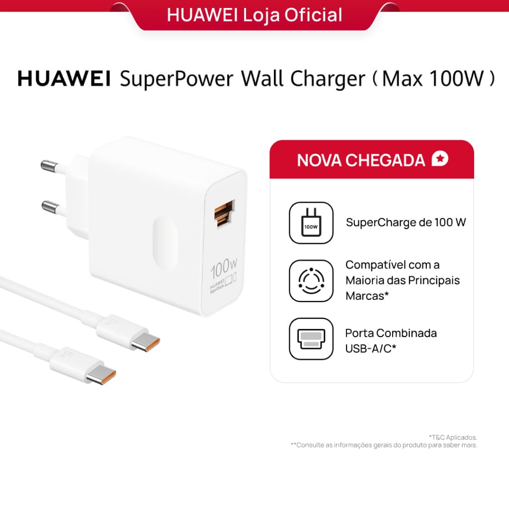 Carregador de Tomada de Parede HUAWEI SuperPower 100 W