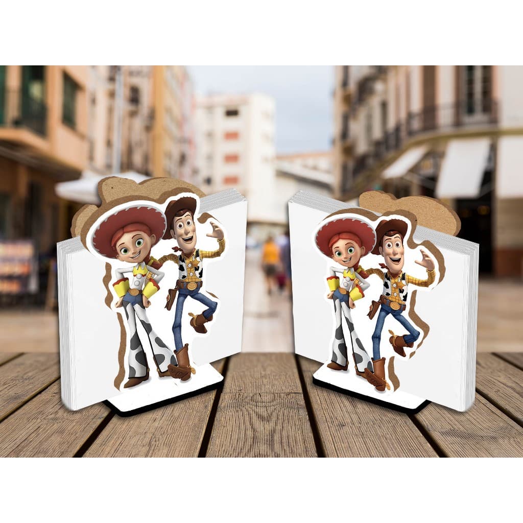 Kit 10 Centro de Mesa Porta Guardanapo Wood e Jessie Toy Story