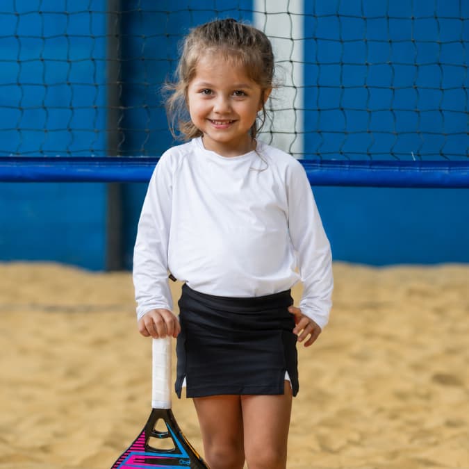 Camiseta Fitness Esportiva Manga Longa Infantil Feminina Poliamida Proteção Uv+
