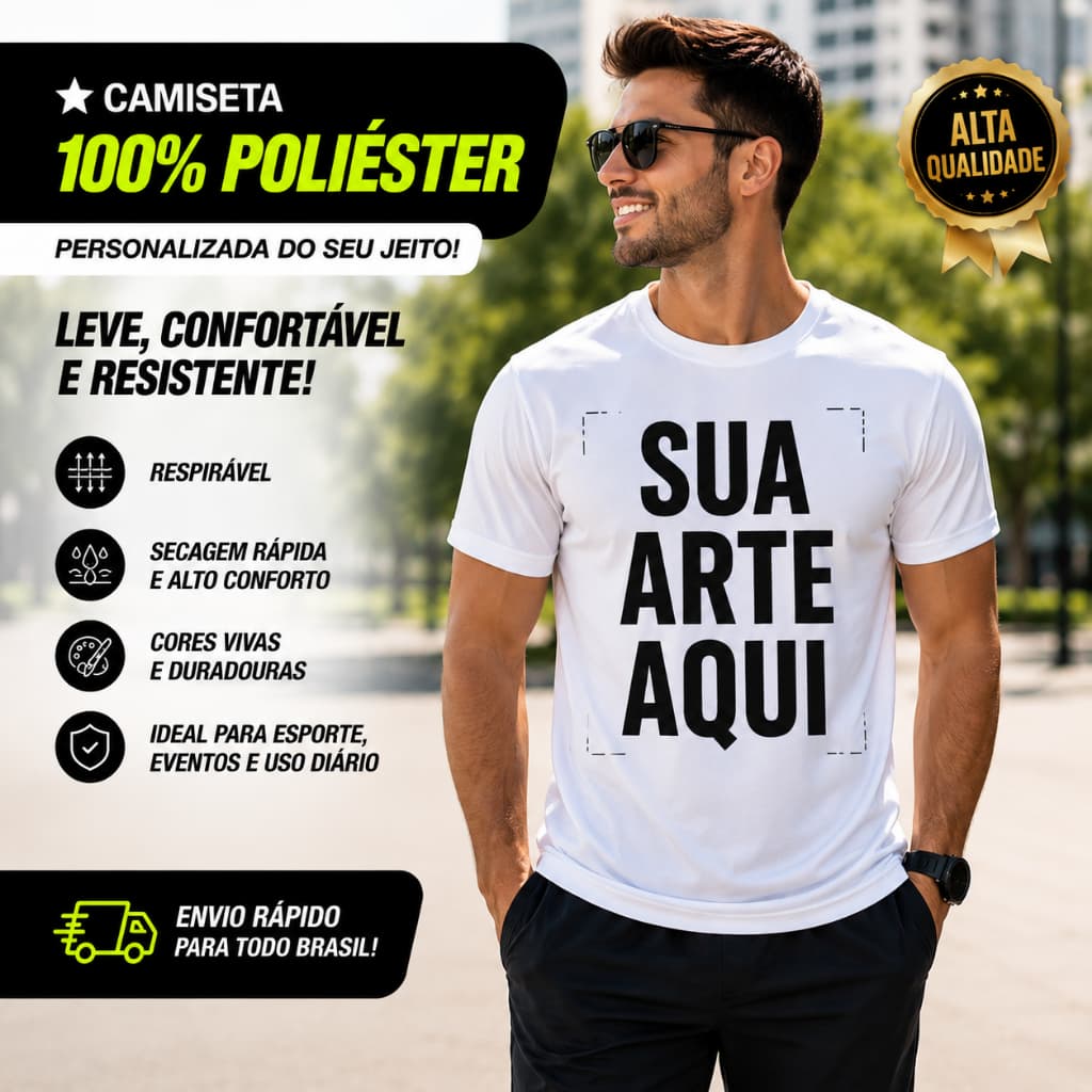 Camiseta Personalizada Com Sua Arte Logo Foto 100% Poliester Envio Rápido