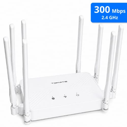 Roteador WiFi 300Mbps 2.4GHz 8 Antenas 4 Portas LAN 1 WAN WPS Repetidor Access Point Alta Cobertura
