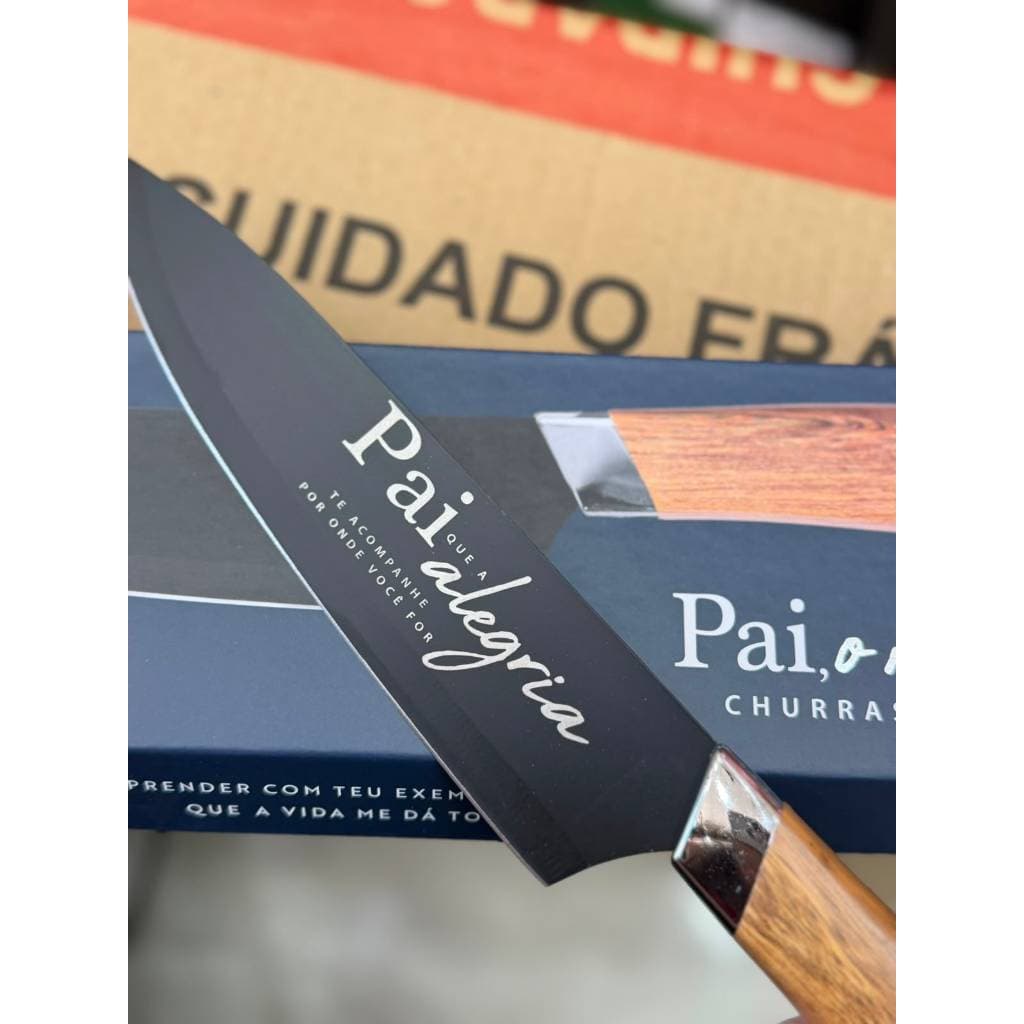 Faca Personalizada Dia Dos Pais “Pai Melhor Churrasqueiro" Inox