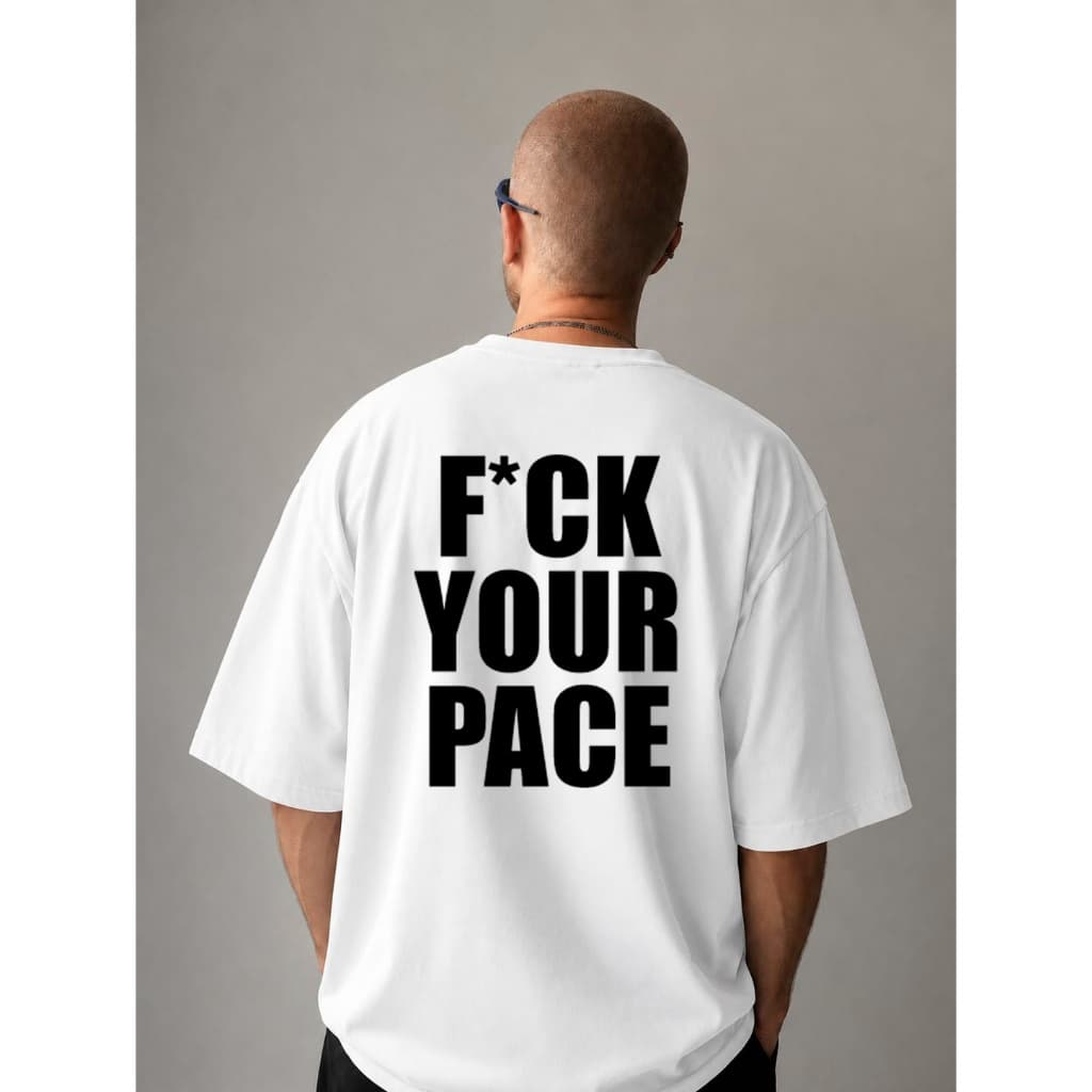 Camiseta Oversized Academia Treino Corrida 100% Algodão Unissex Fuck Your Pace Feminino Masculino