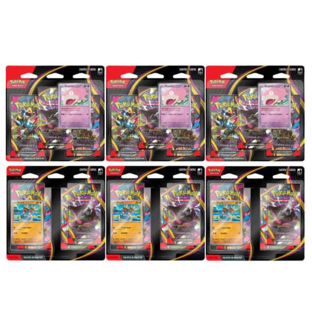 Kit Blister Triplo/Quadruplo Pokémon TCG Escuridão Absoluta, Mega Darkrai, Mega Chandelure, Esconde-some, Ash, Pikachu