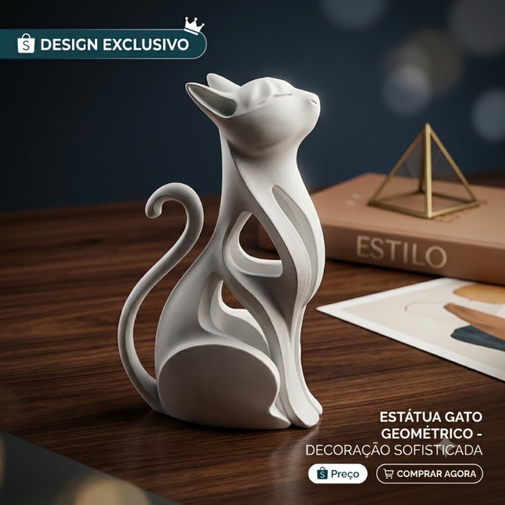 Estátua decorativa de gato sofisticado decoração