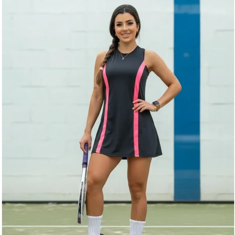 Vestido Fitness, Feminino Academia, Tênis, Beach Tennis Poliamida, Proteçaõ Uv+