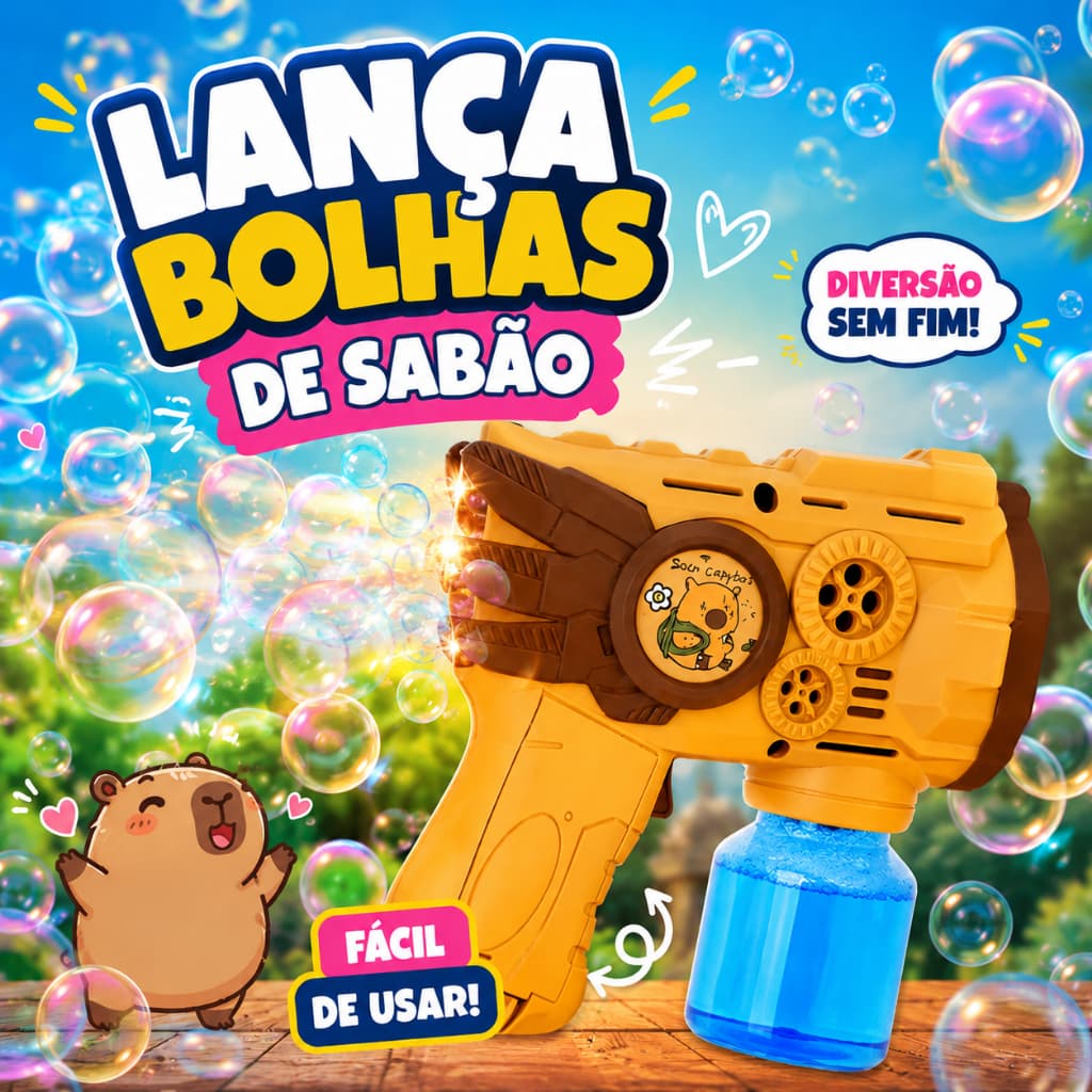 Brinquedo Maquina Automática Lança Bolha De Sabão com Led