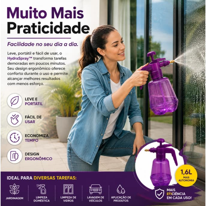 Pulverizador borrifador de alta Pressão 1,6 Litros Manual Multiuso Jardinagem Limpeza Borrifador HydraSpray™
