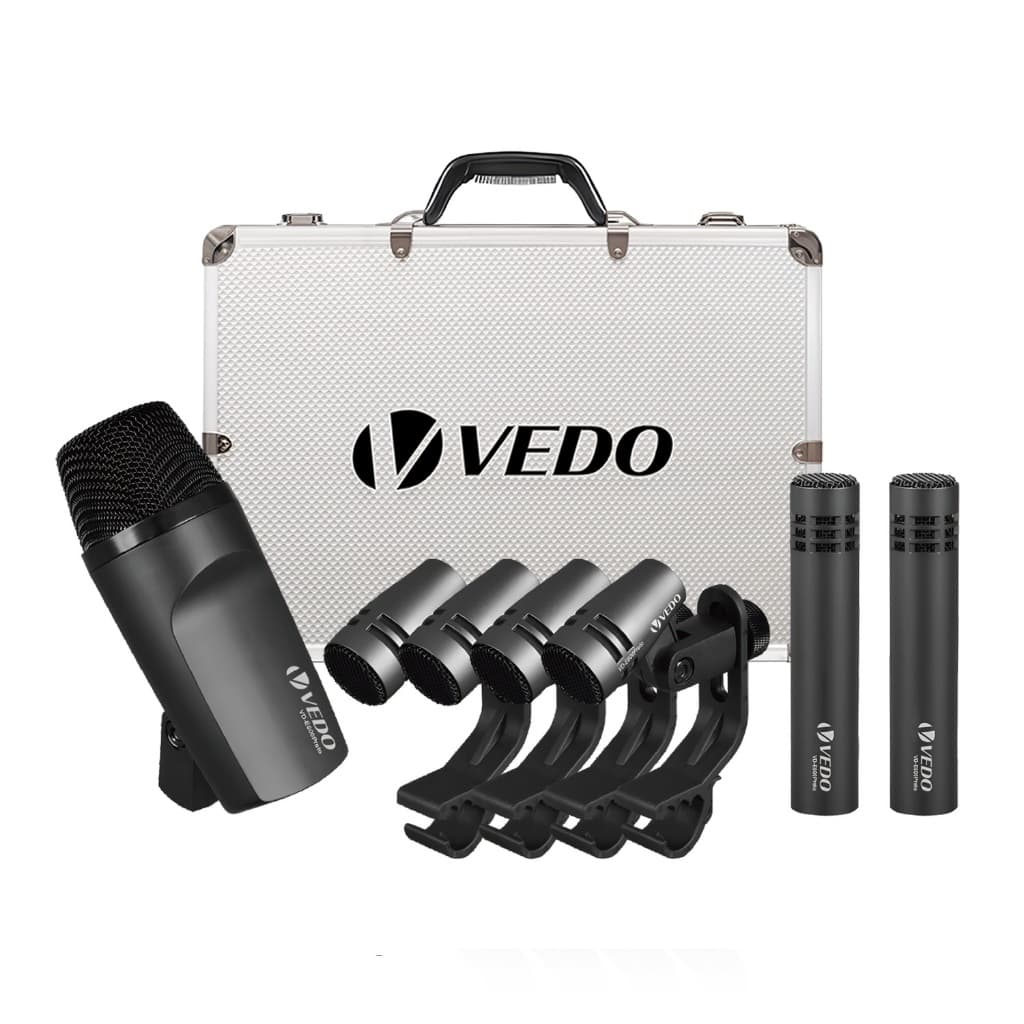 Vedo Kit Microfone 7 Pecas Dinâmicos Com Fio Para Bateria