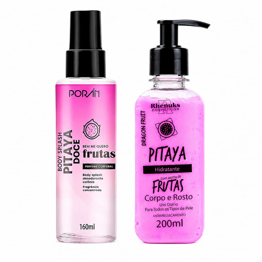 Kit Pitaya Perfume Body Splash Poran 160ml E Hidratante Corporal 200ml