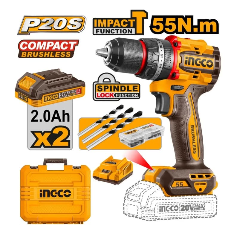Parafusadeira Impacto 20v 1/2'' Brushless Cidli20558-9 Ingco