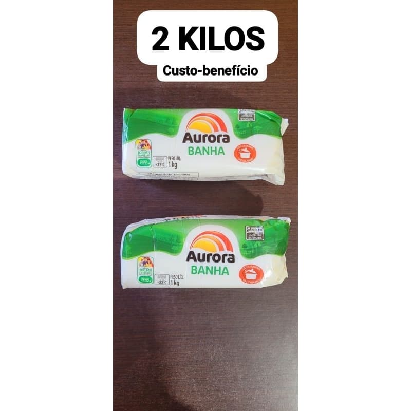 Banha Suina Aurora Pct 2x1Kg ( 2 kilos de banha suina aurora)