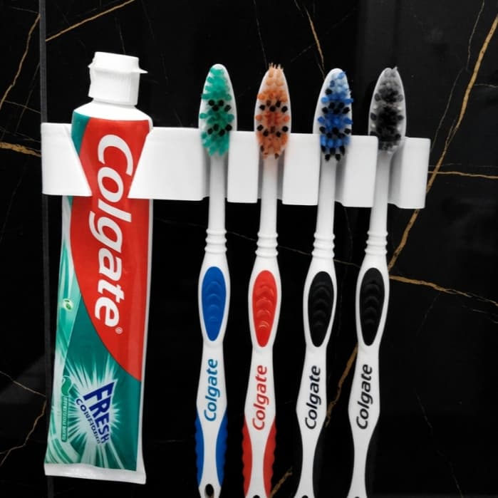 Suporte Porta Escova de Dente e Pasta  PARA Família - Sem Furo (Fita Extra Forte Inclusa)