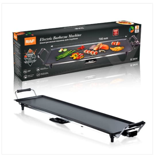 Churrasqueira Elétrica RAF R.5414 1800W Grill Antiaderente Controle de Temperatura 220V Preta