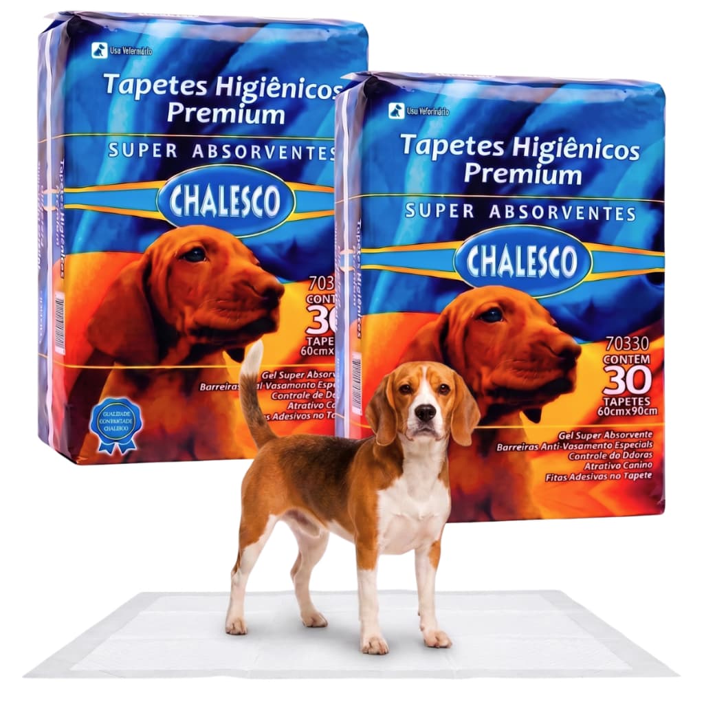 Tapete Higiênico Pet KIT 2 PACOTES de 30 Unidades 90 x 60 cms Para Cachorro Chalesco