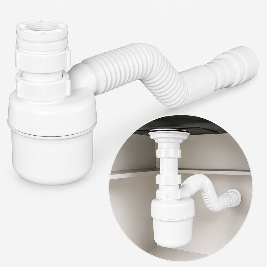 Sifão Sanfonado com Copo Universal Flexível Ajustável Pia Cozinha Banheiro Lavatório Tanque Antiodor PVC Envio Imediato