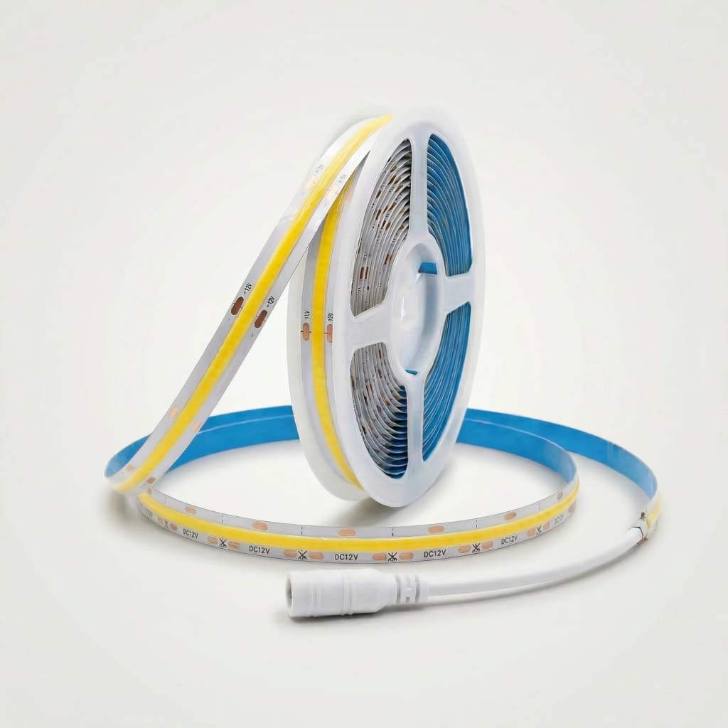 Fita de LED COB, 3000K, 4000K, 6000K, 5 metros, 8mm, 320 LEDs, 12V, IP20, adequada para perfis.