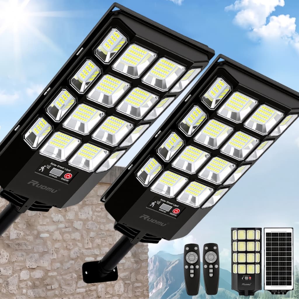 Kit 2 Luminária Solar Com Sensor 1000W/900W/800W Luz Solar IP67