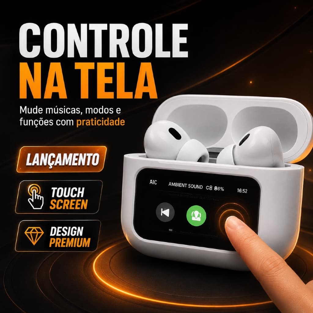 Fone De Ouvido Sem Fio Tela Touch com cancelamento de ruído Bluetooth Original A'Gold FN-BT43