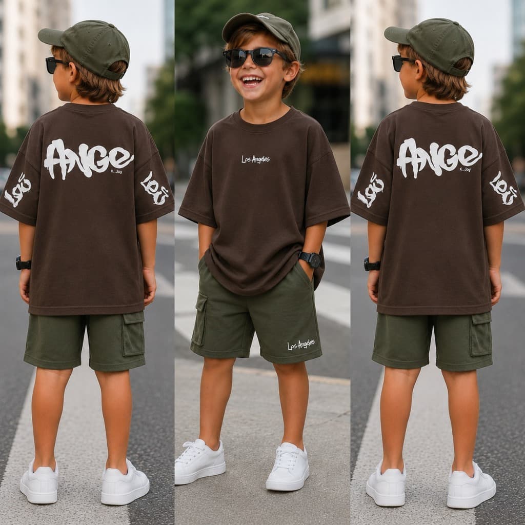 Conjunto infantil 2 peças lançamento - Conjunto estiloso para meninos - Conjunto Los Angeles infantil.