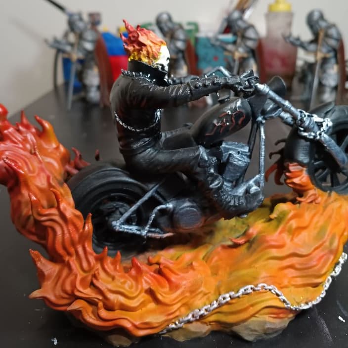 Action Figure Motoqueiro Fantasma (GhostRider) 15 Cm em PLA, Pintado A Mão
