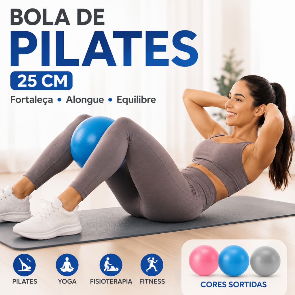 Bola Pilates Overball 25cm Yoga Fisioterapia Fitness Alongamento