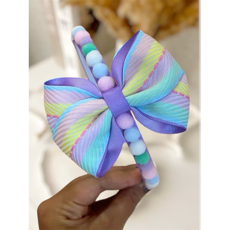 Tiara Arquinho de cabelo infantil com laço e pom pom