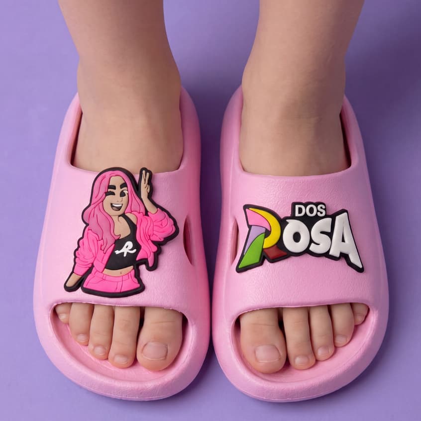 Chinelo Infantil Menina Nuvem Elementos Dos Rosa Confortável