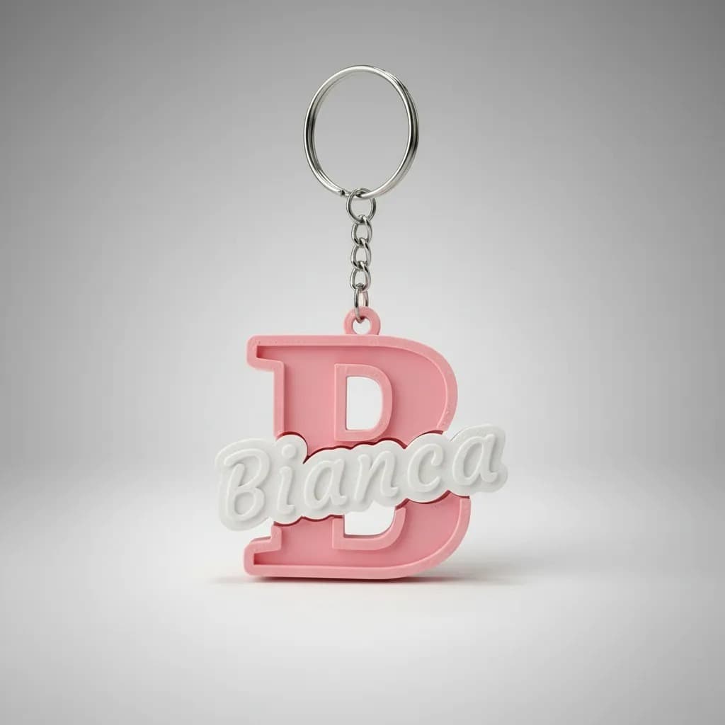 Chaveiro Personalizado 3D com Nome e Letra Inicial