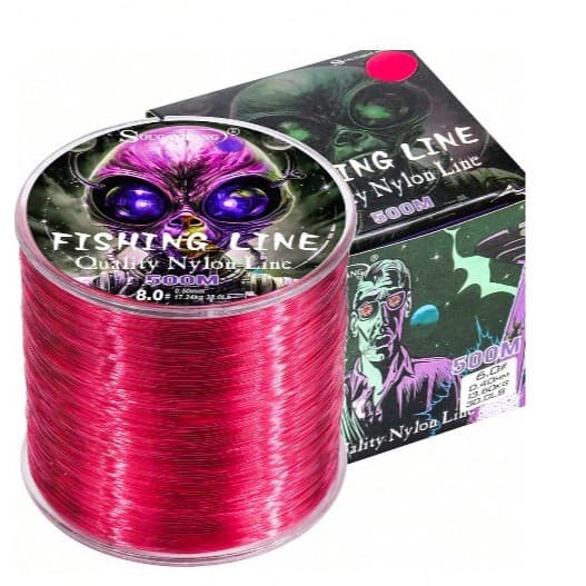 Sougayilang linha de pesca de náilon 6.0 500m linha lisa 0.40mm 30.0LB Monofilamento Rosa