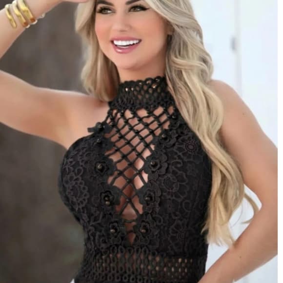 BODY RENDA BODY COM PEROLAS BODY GRIPI MODA FEMININA MODA CASUAL