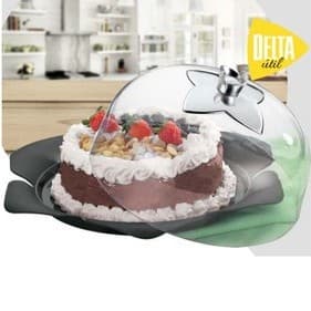 Boleira C/ Tampa Cromada Porta Bolos Pudins Tortas Atenas Acrílica Redonda
