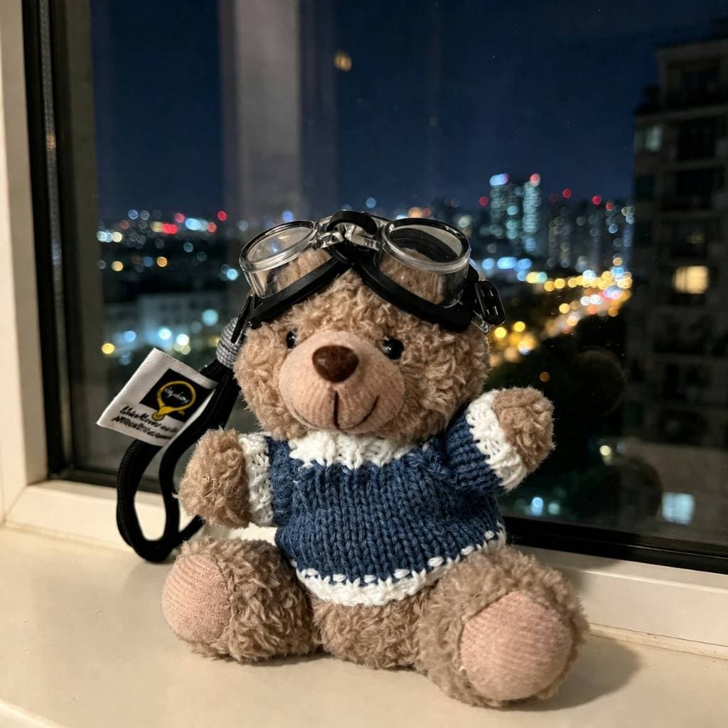 Chaveiro Ursinho Aviador com Óculos Estilo Piloto Charm Bag Feminino Fofo Luxo Acessório Bolsa