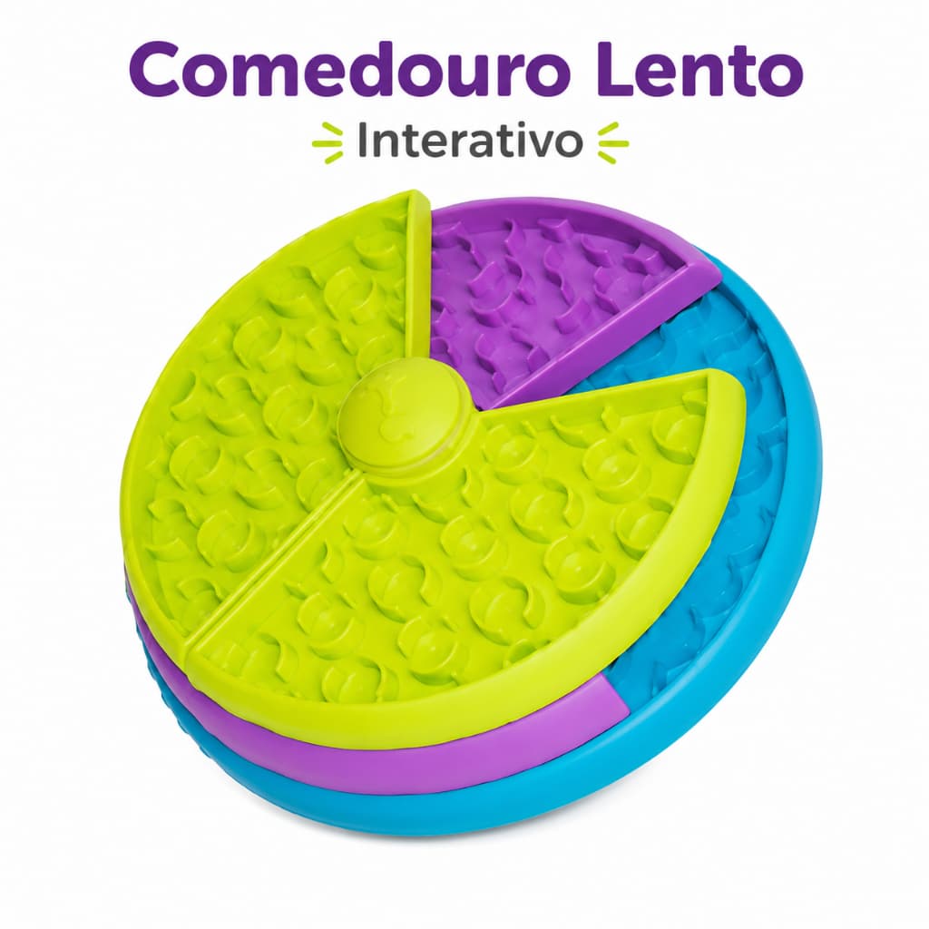 Comedouro Lento Interativo 26cm para Cães e Gatos com Labirinto para Ração e Petiscos