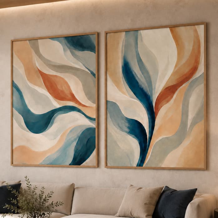 Kit de Decoração 2 Quadros para Sala de Estar Grande 90x60 com Vidro Moldura em Madeira Pinterest