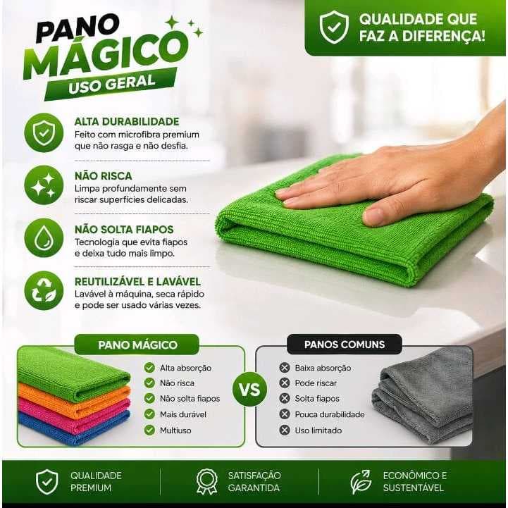 pano magico akora limpa geral,limpa vidros,espelhos,folgao,geladeira,tv,moves cores sortidas