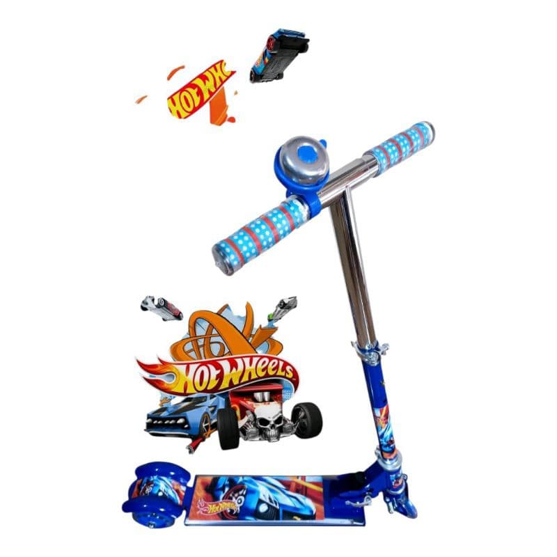 Patinete Infantil Dobrável Metal Musical com luz de led Hot Wheels
