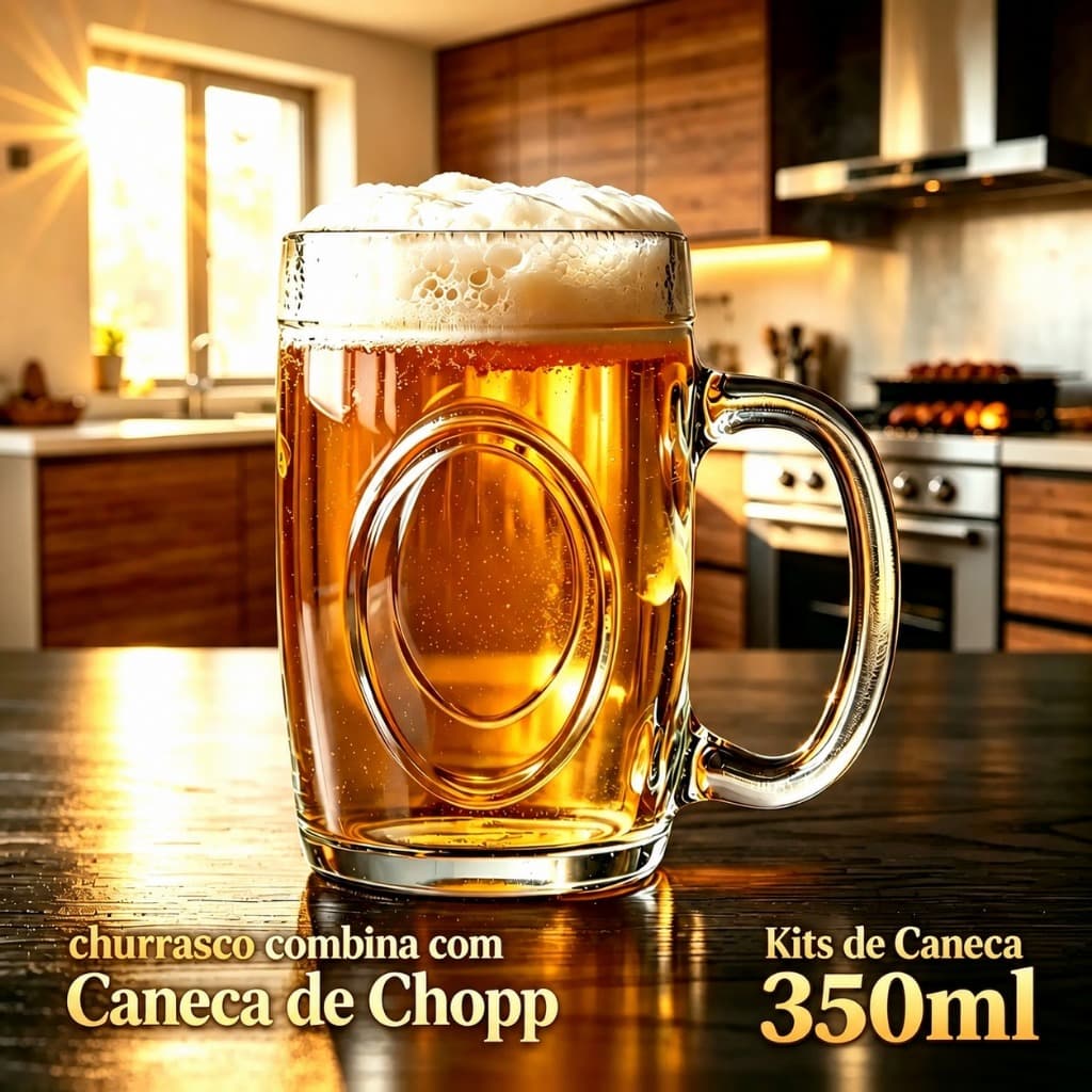 Caneca Chopp Kits 2 4 8 10 12 Unidades Vidro Grosso Premium 350ml Para Eventos Restaurantes