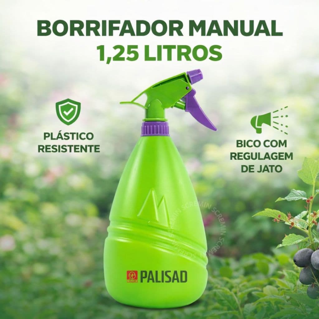 Pulverizador Manual 1,25L Palisad Borrifador Spray Para Plantas Jardim Limpeza Bico Regulável