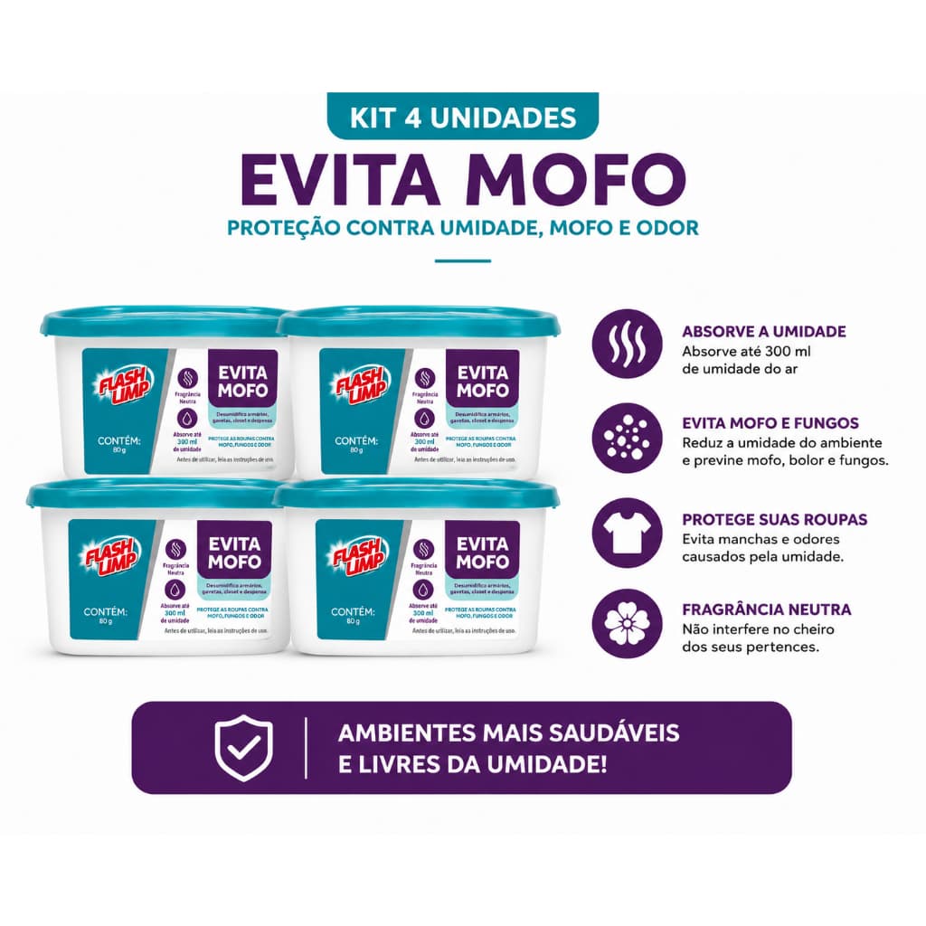 4 unidades Evita Mofo 80 Gramas Flahs Limp