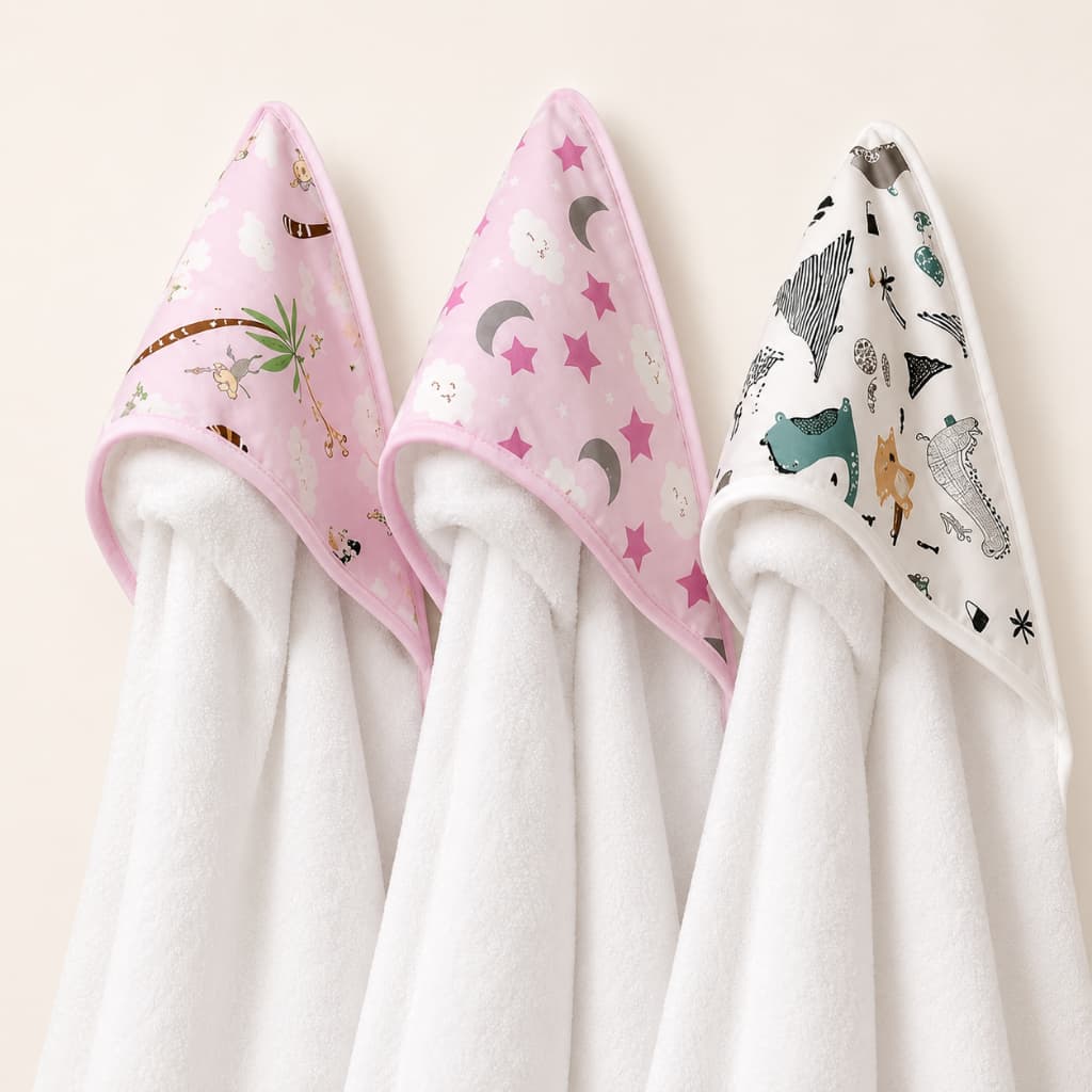 Kit 3 Toalhas De Banho com Capuz Para Bebê Menina 80x70cm RN e Infantil
