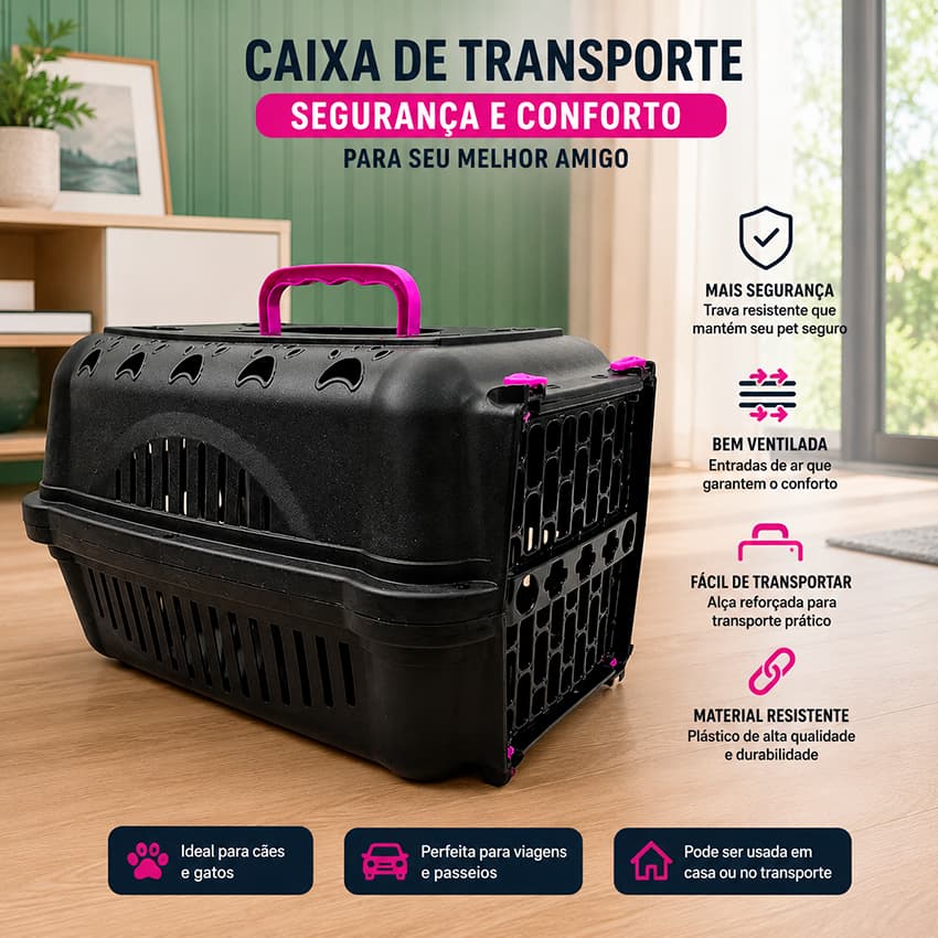 Caixa De Transporte Black Pet Para Cães Gatos Coelhos Durapets