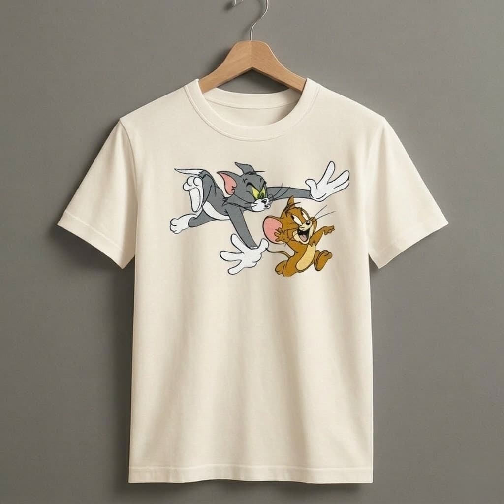Camisa Camiseta Estampado Tom E Jerry 100% Algodão Tecido Premium Masculino Feminino